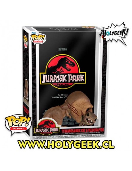 FUNKO POP! Jurassic Park Tyrannosaurus Rex 6-Inch Pop! Figure and Velociraptor Pop! Movie Poster