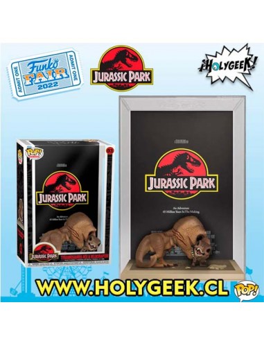 FUNKO POP! Jurassic Park Tyrannosaurus Rex 6-Inch Pop! Figure and Velociraptor Pop! Movie Poster