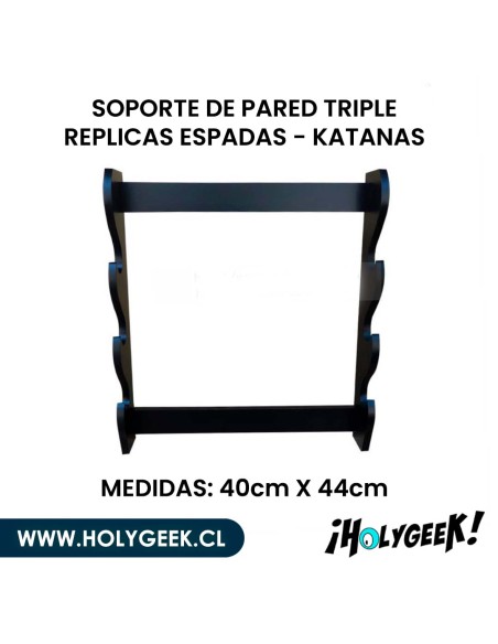 Base / Exhibidor / Soporte Triple de Pared para Katana o Espada