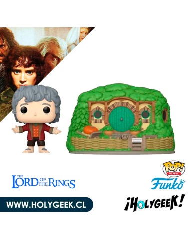 Funko Pop! Town que incluye una figura de Bilbo Baggins junto a una representación de Bolsón Cerrado