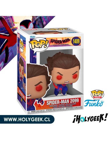 figura de vinilo Funko Pop! de Spider-Man 2099 sin máscara, con su traje característico