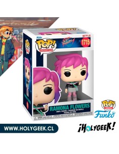 igura de vinilo Funko Pop! de Ramona Flowers . Ramona tiene cabello rosa y lleva un atuendo negro y azul. 2