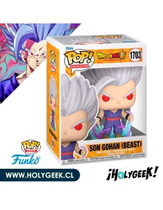 figura Funko Pop! de Gohan, de Dragon Ball Super, con un cuerpo musculoso, cabello erizado y colocada sobre una base. 2