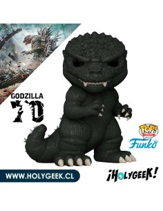 Funko Pop! de Godzilla, el monstruo gigante de las películas. con su cuerpo escamoso de color gris y negro,
