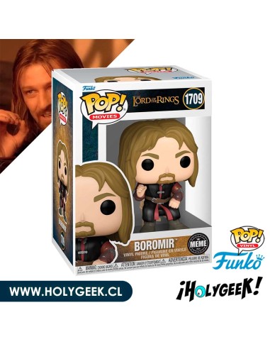 Funko Pop! Deluxe de Boromir de El Señor de los Anillos, recreando la pose del famoso meme.