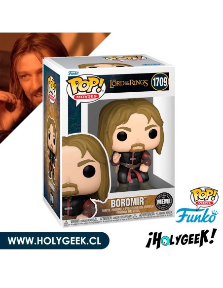 Funko Pop! Deluxe de Boromir de El Señor de los Anillos, recreando la pose del famoso meme.