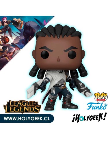 Funko Pop! de Lucian de League of Legends, sosteniendo sus pistolas reliquia. Lucian lleva su atuendo característico.