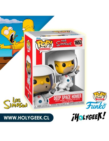 Funko Pop! de Homer Simpson con un traje espacial blanco, azul y rojo.