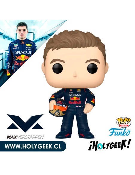 figura de vinilo Funko Pop! de Max Verstappen, piloto de Fórmula 1, con su casco de carreras