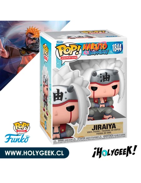 Funko Pop! de Jiraiya del anime Naruto Shippuden. Jiraiya lleva su atuendo característico.