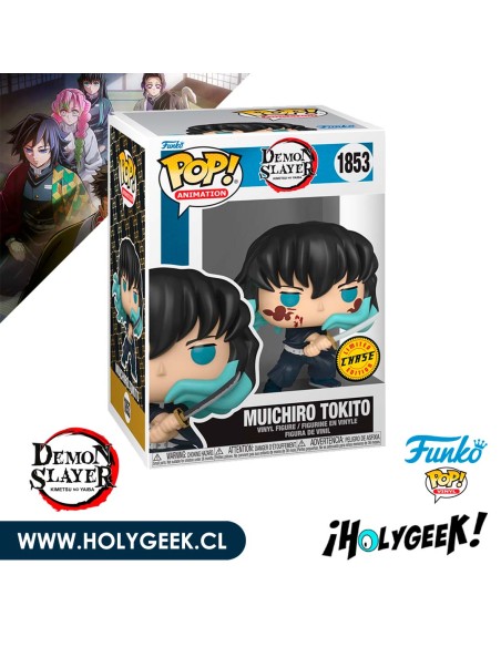 Funko Pop! de Muichiro Tokito de Demon Slayer en una pose de ataque especial, con efectos dinámicos