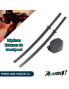 Dos réplicas inspiradas en Deadpool 1, con hojas de acero, tsuba de metal, saya y mango de madera. una funda de espalda