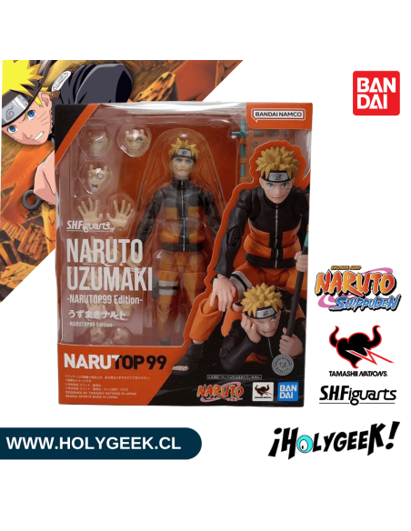 Figura articulada Naruto Uzumaki Narutop99 Edition con múltiples accesorios y rostros intercambiables.