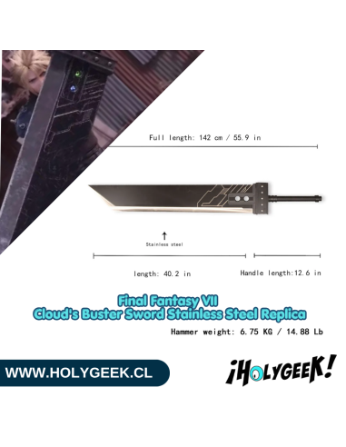 Réplica Buster Sword de Cloud (Final Fantasy) Acero de Carbono