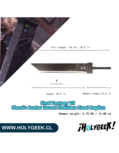 Réplica Buster Sword de Cloud (Final Fantasy) Acero de Carbono