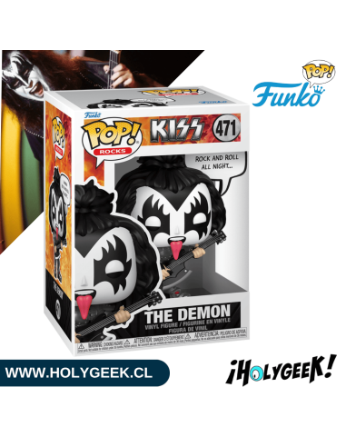 Caja de Funko Pop! de KISS #471 exhibida en una repisa de HolyGeek