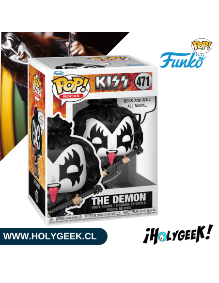 Caja de Funko Pop! de KISS #471 exhibida en una repisa de HolyGeek