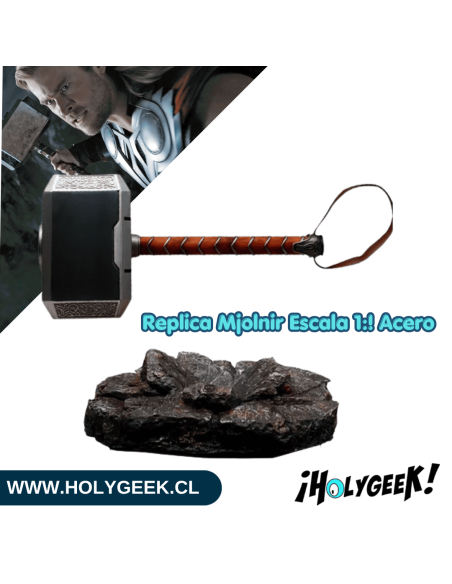 Réplica Martillo Mjolnir Thor - Acero 1:1 con base