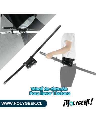 Tahalí de cinturón fabricado en piel sintética negra para portar una katana,