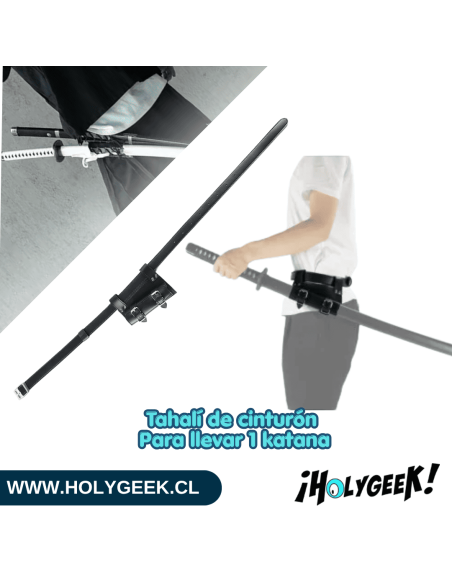 Tahalí de cinturón fabricado en piel sintética negra para portar una katana,