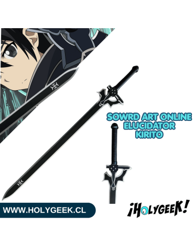 Réplica de la espada Elucidator de Kirito (Sword Art Online) fabricada en acero al carbono,