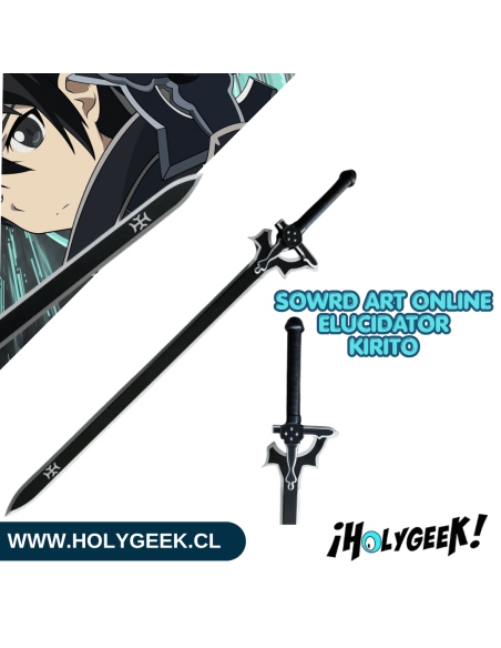 Réplica de la espada Elucidator de Kirito (Sword Art Online) fabricada en acero al carbono,
