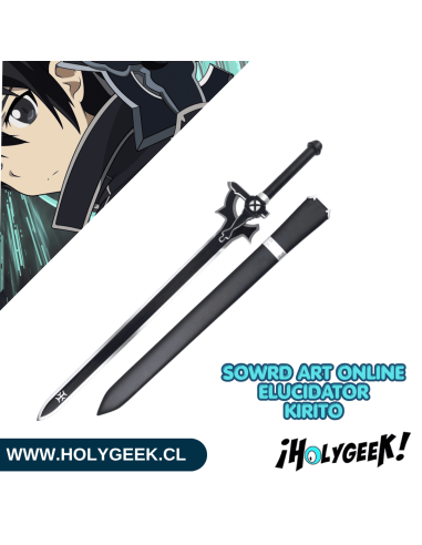 Réplica de la espada Elucidator de Kirito (Sword Art Online) fabricada en acero al carbono,