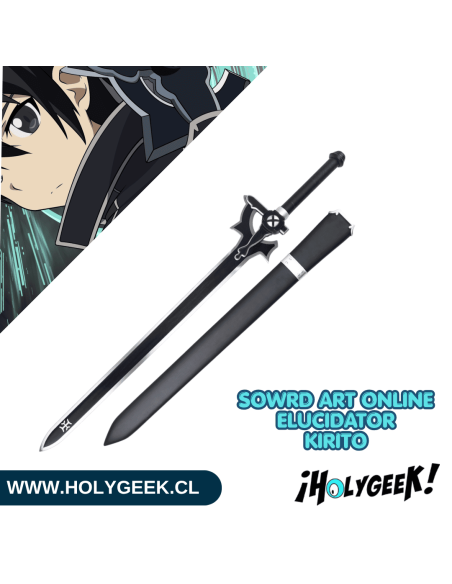Réplica de la espada Elucidator de Kirito (Sword Art Online) fabricada en acero al carbono,
