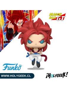 Funko Pop Super Saiyan 4 Gogeta 2074 mostrando su diseño de pelaje rojo y cabello característico
