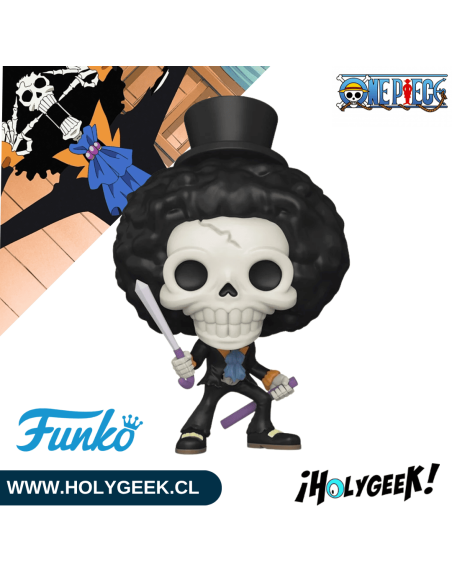 Brook mostrando los detalles de su diseño, vestimenta y postura musical característica.