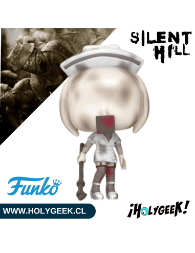 enfermera de Silent Hill mostrando los detalles de la bata, el arma y la máscara característica.