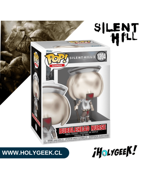 Vista lateral y posterior del empaque tipo Display oficial de Funko Pop! Silent Hill Nurse #1204