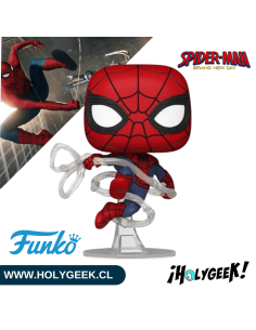 Spider-Man mostrando los detalles de su clásico traje rojo y azul con diseño dinámico.