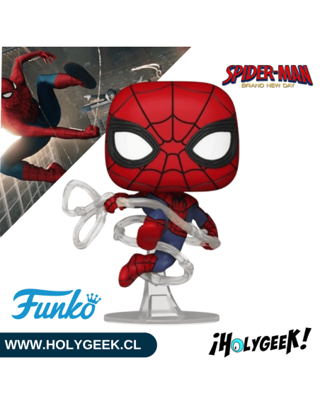 Spider-Man mostrando los detalles de su clásico traje rojo y azul con diseño dinámico.