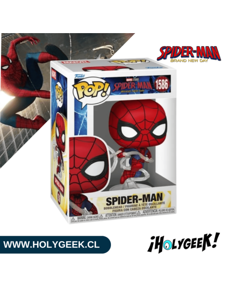 Vista lateral y posterior del empaque tipo Display oficial de Funko Pop! Marvel Spider-Man #1586.