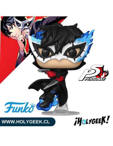 Joker mostrando los detalles de la máscara, el arma, la daga y los efectos de fuego dinámicos.