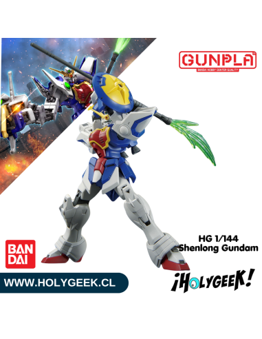 Figura ensamblada del Shenlong Gundam mostrando su brazo Dragon Fang extendido