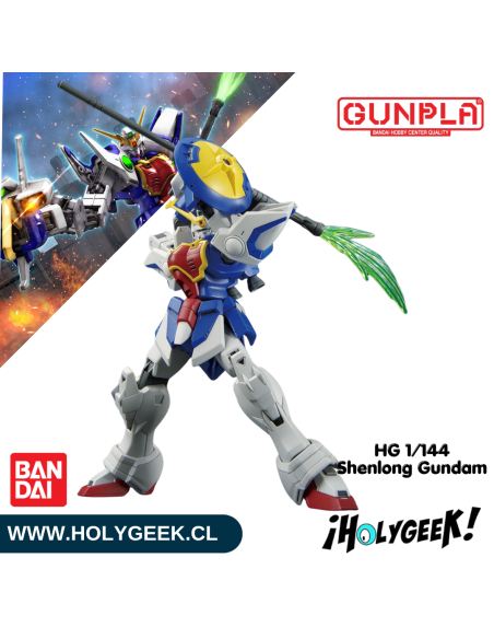 Figura ensamblada del Shenlong Gundam mostrando su brazo Dragon Fang extendido