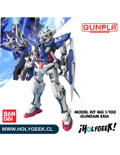 Figura ensamblada del Gundam Exia mostrando su armamento Seven Swords