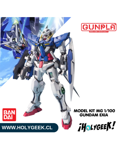 Figura ensamblada del Gundam Exia mostrando su armamento Seven Swords