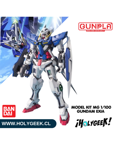 Figura ensamblada del Gundam Exia mostrando su armamento Seven Swords