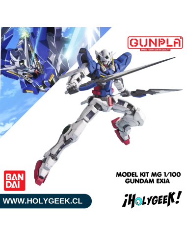 Figura ensamblada del Gundam Exia mostrando su armamento Seven Swords