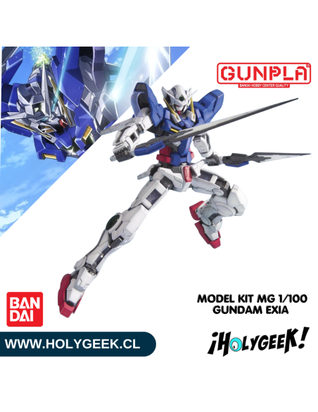 Figura ensamblada del Gundam Exia mostrando su armamento Seven Swords