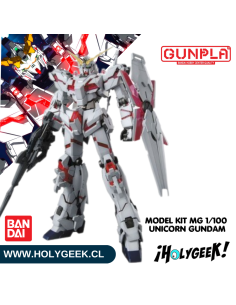 Figura ensamblada del Unicorn Gundam en Modo Destroy mostrando su psycho-frame