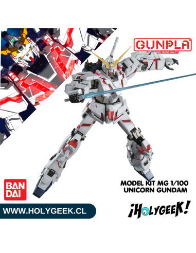 Figura ensamblada del Unicorn Gundam en Modo Destroy mostrando su psycho-frame
