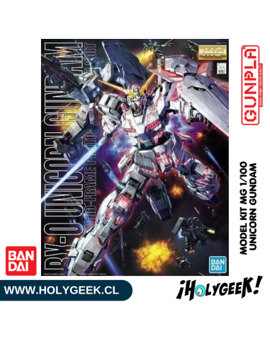 Caja de presentación del Model Kit MG 1/100 Unicorn Gundam