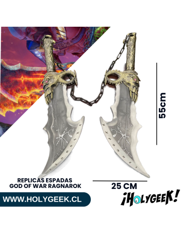 Medidas de las Espadas del Caos de Kratos God of War 55 cm de largo por 25 cm de ancho