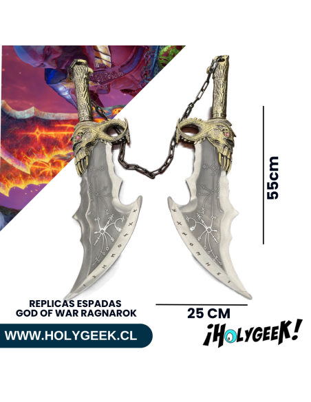 Medidas de las Espadas del Caos de Kratos God of War 55 cm de largo por 25 cm de ancho